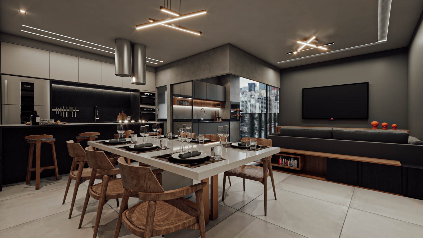 Cozinha e sala de jantar